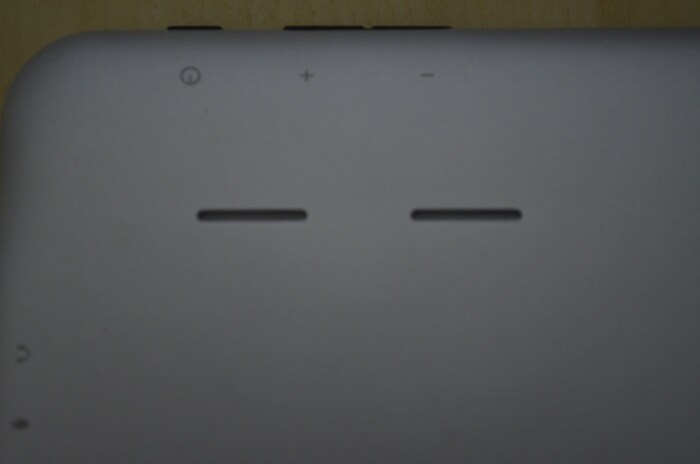 The Tablet has two speaker grills at the back.