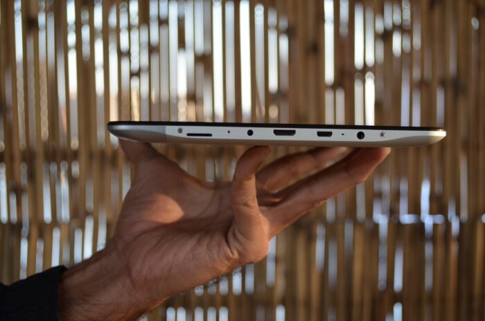 The tablet features a USB on the go port, an HDMI port and 3.5mm headphone jack, in addition to a 2.5 mm charging port. There's also a microphone, a reset button, and a memory card (SD/TransFlash) slot.