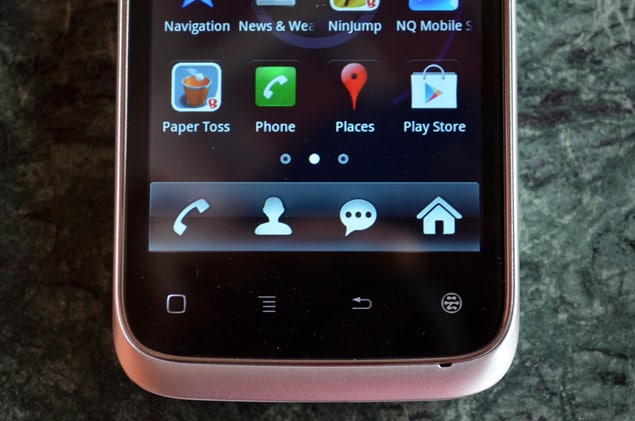 The phone sports four capacitive touch buttons in the front - Home, Menu, Return and Search.