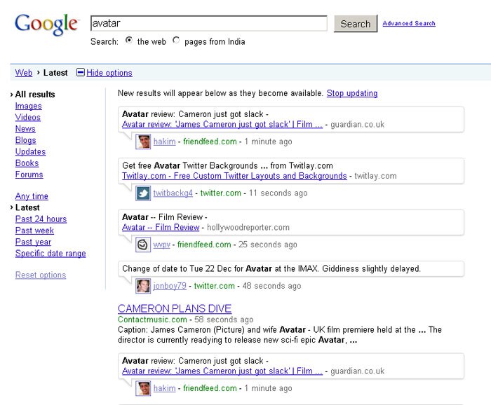 Google demos its new enhanced real time search engine.