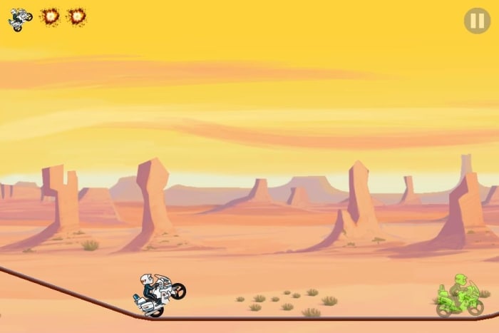 Bike Race (by Top Free Games, on iOS) - The simple bike race game continues to be popular in the virtual world. The objective is pretty straight forward, Drive your bike through tracks with jumps and loops.