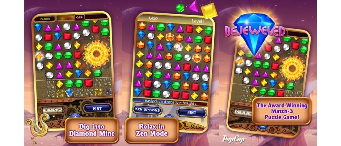 #8 Bejeweled - Ease into Classic Bejeweled for cascades of fun. Collect flashy Bejeweled badges and achievements as you soar to dazzling new heights.