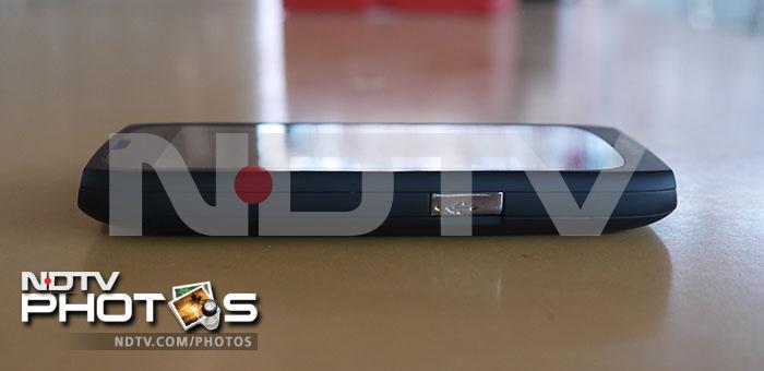 The Micro-USB port rests on the left side and doubles up for charging and data transfers.