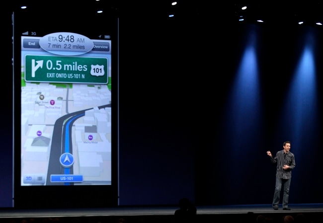 Forstall also talks about features for the new iOS 6 software, including a new maps program, during the keynote.