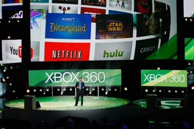 Don Mattrick, Senior Vice President of the Interactive Entertainment Business at Microsoft Corporation, announces developments at Xbox Live during the Xbox 360 media briefing. The big announcement ? Live TV and YouTube support coming to XBOX Live. (Photo: AFP)