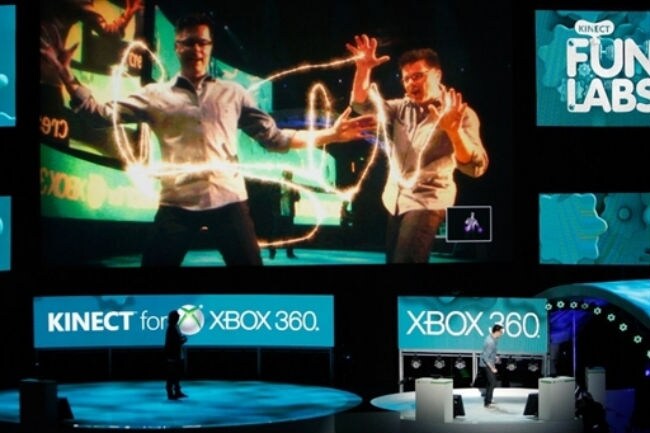 Developers demonstrate the interactive Kinect Fun Labs games at the Electronic Entertainment Expo (E3). (Photo: AFP)