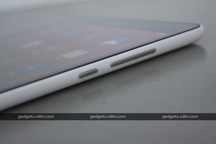 The power and volume buttons are on the upper right side.