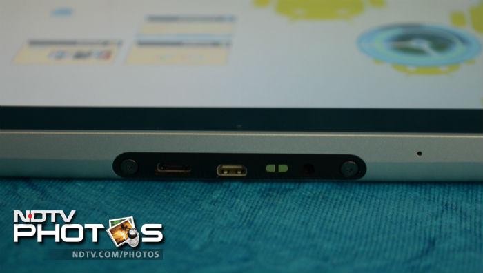 The bottom of the device houses an HDMI out, a micro USB port and a charging port. A disadvantage here is that the device will not charge through the micro USB port, only through the dedicated charging port. (Photo: Sameer Mitha)