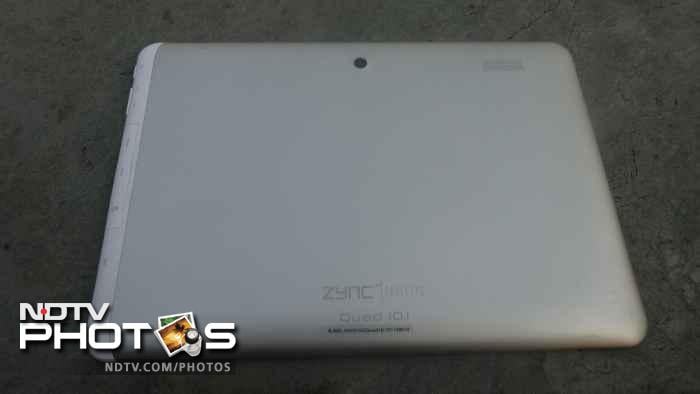 The tablet has a shiny silver colour back.