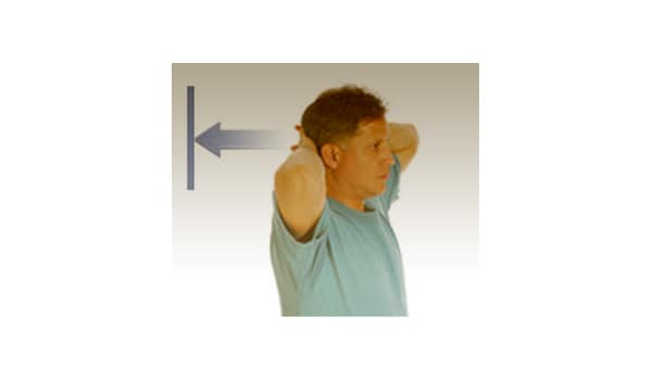 Press both hands against the back of your head. Try to pull your head up, but resist any motion.