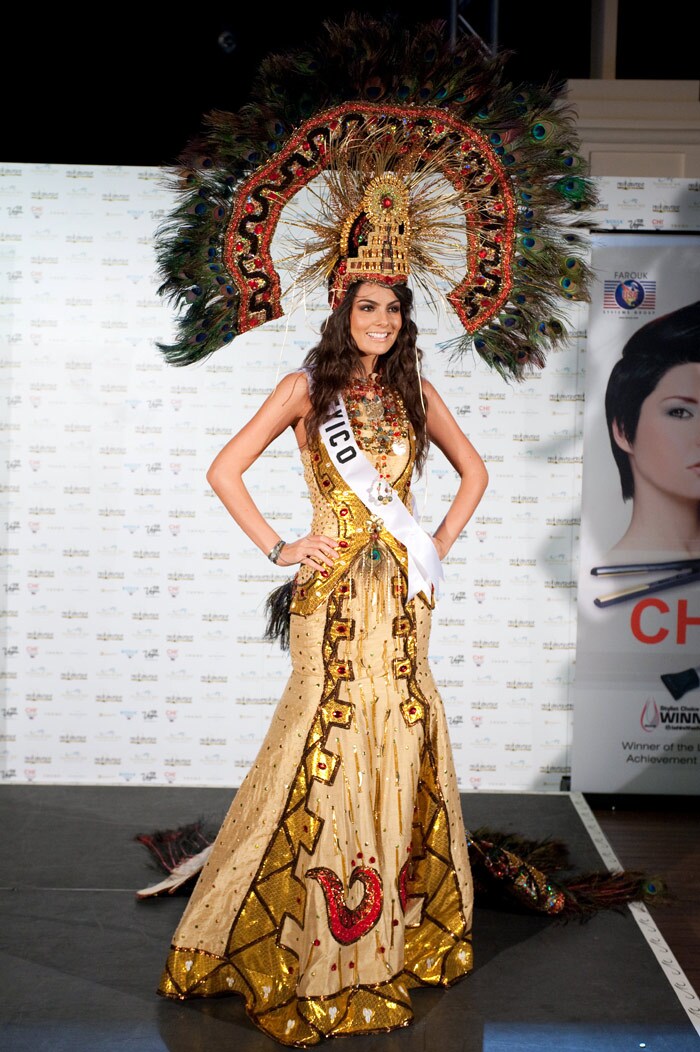 Jimena Navarrete, Miss Mexico 2010, poses for photographer in her national costume at the Mandalay Bay Resort and Casino in Las Vegas, Nevada on Monday, August 16, 2010. (Photo: ho/Miss Universe Organisation LP, LLLP)