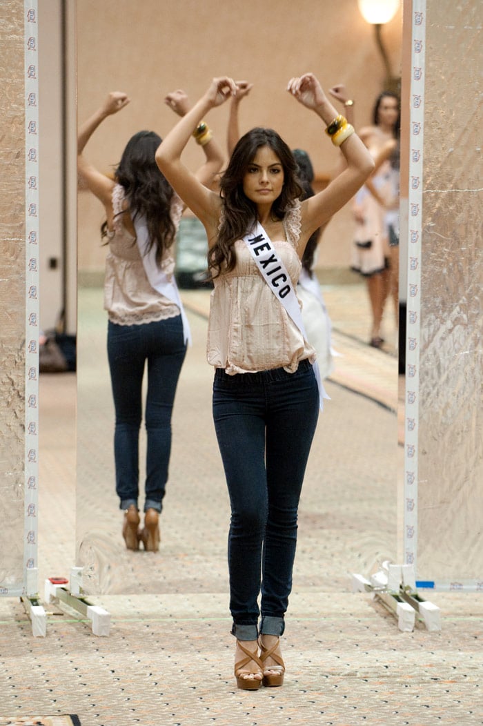 Jimena Navarrete, Miss Mexico 2010, rehearses for the upcoming Miss Universe Competition at the Mandalay Bay Resort and Casino in Las Vegas, Nevada on Friday, August 13, 2010. (Photo: ho/Miss Universe Organisation LP, LLLP)