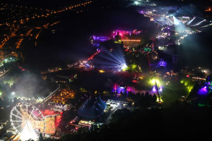 Spectacular aerial view Tomorrowland Electronic Music Festival on July 26, 2013 in Boom, Belgium.