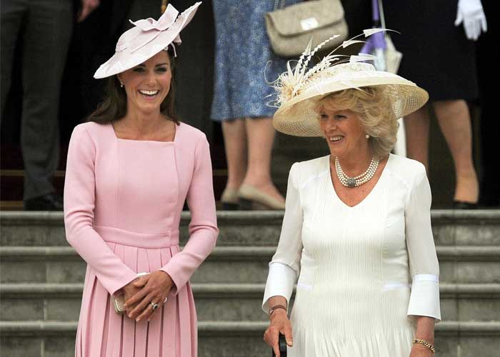 A tale of two Ducesses -  Catherine, Duchess of Cambridge, and Camilla, Duchess of Cornwall, at the garden party at Buckingham Palace.<br><br> Coming Up: Kate Middleton dazzles at Olympic gala