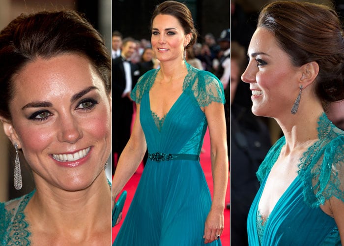 Stunning Kate's brunette locks were put up in an elegantly knotted bun.