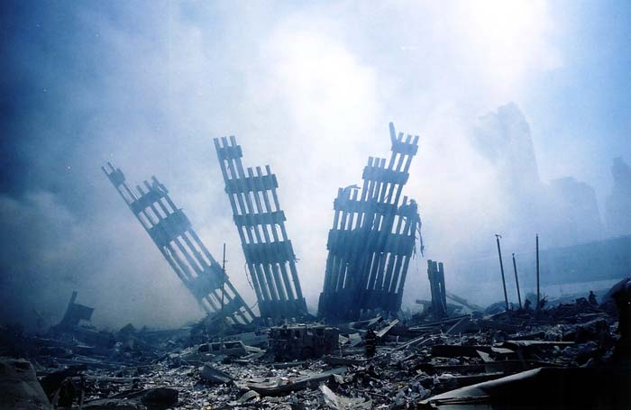 The rubble of the World Trade Centre smoulders shortly after the attacks. (AFP Photo)