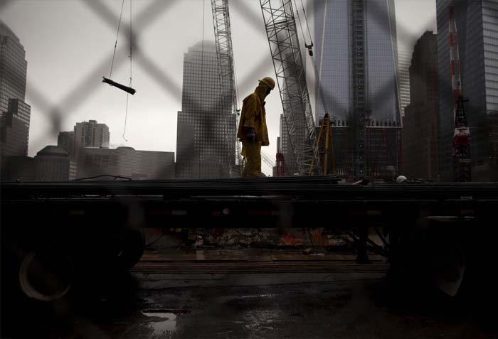 Construction continues at ground zero in New York on Sept. 7, 2011. (AP Photo)