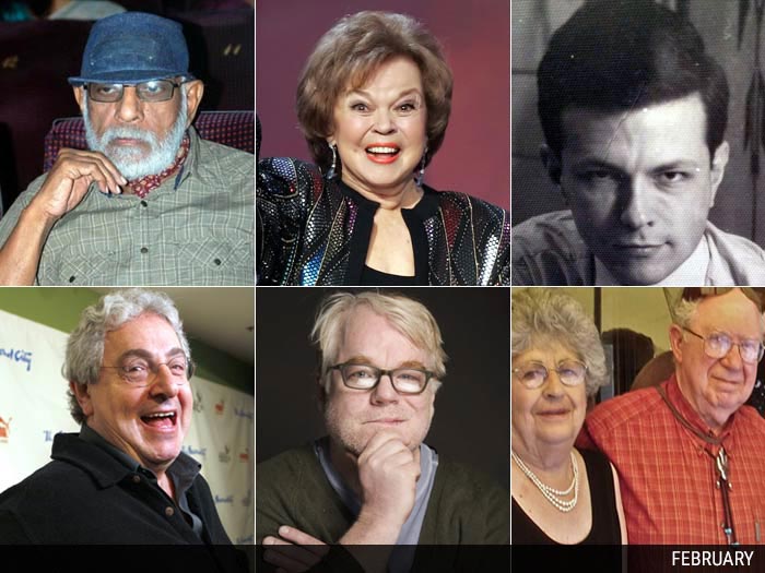 (From L - R) Balu Mahendra - Cinematographer, 1939 - February 13, 2014<br />
Shirley Temple - Actress, 1928 - February 10, 2014<br />
Forman S. Acton - American Computer Scientist, 1920 - February 18, 2014<br />
Harold Ramis - Actor, 1944 - February 24, 2014<br />
Philip Seymour Hoffman - Actor, 1967 - February 2, 2014<br />
Thelma Estrin - American Computer Scientist, 1924 - February 15, 2014