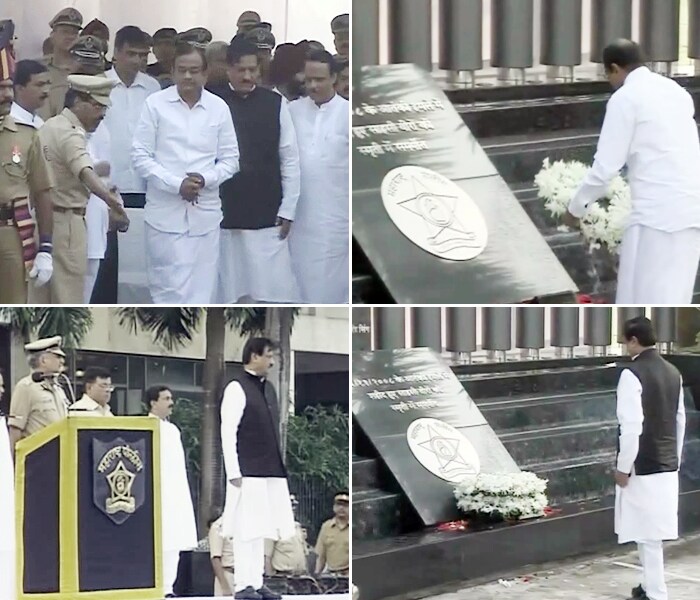 Union Home Minister P Chidambaram paid tributes to those killed in the 26/11 terror attacks by laying a wreath at the martyrs' memorial at south Mumbai's Police Gymkhana.<br><br>

Family members of many of those killed also attended the programme. Chidambaram and others observed a minute's silence.<br><br>

The Union Home Minister also interacted with the family members of the martyrs and enquired about their well-being before he went to review the advanced security weapons and vehicles procured by the city police.