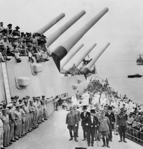 <span class="lh16 fa fs12 fb">This file photo dated 02 September 1945 shows the Japanese delegation (in front) with the Allies during the signing ceremony of the Japan's unconditional surrender on the desk of the USS Missouri anchored in Tokyo Bay. Following the atomic bombings of Hiroshima and Nagasaki, Japan surrendered 02 September 1945 to Allied forces, officially ending World War II, bringing down the curtain on the costliest conflict in history. (AFP Photo)</span>