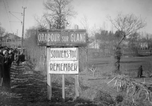 <span class="lh16 fa fs12 fb">An undated picture shows a placard reading &quot;remember&quot; to commemorate the massacre during which 643 citizens including 500 women and children were killed locked up in a church which was intentionally set on fire by Nazis 10 June 1944 in Oradour sur Glane (center of France). (AFP Photo)</span>