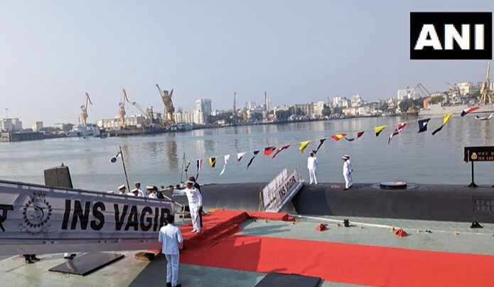 INS Vagir: भारतीय नौसेना में शामिल हुई कलवरी श्रेणी की 5वीं पनडुब्बी 'आईएनएस वागीर', देखें तस्वीरें