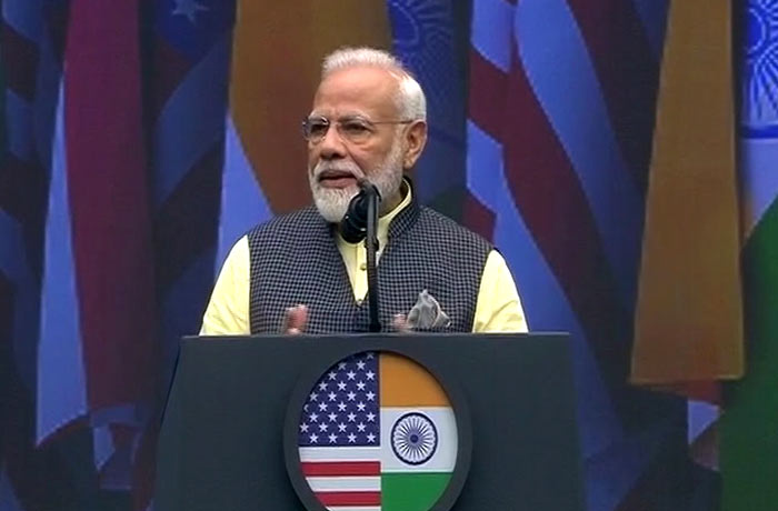"When I met him (Donald Trump) for the first time, he told me India has a true friend in White House," PM Modi while introducing president Trump and addressing the gathering at the NRG Stadium in Houston.