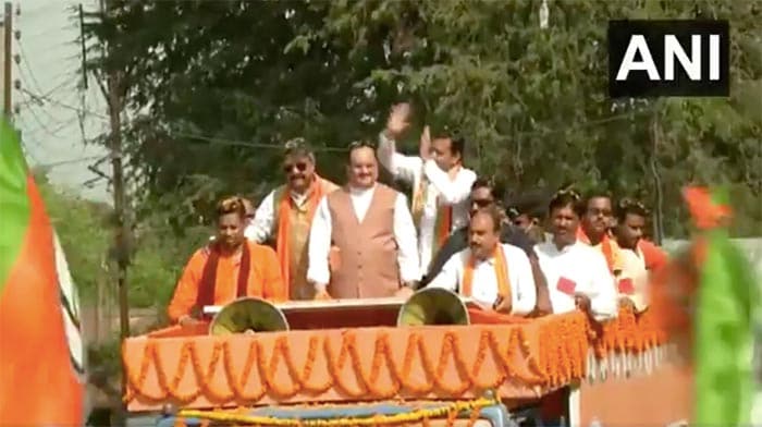 IBJP president J P Nadda today conducted a roadshow in the Bishnupur area of Bankura district, which will go to polls in the first and second phases on March 27 and April 1.