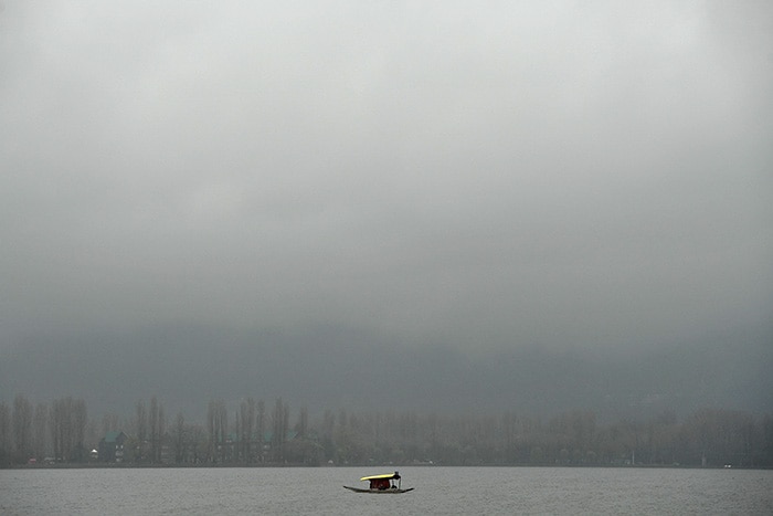 A boat is seen at the Dal Lake in Srinagar on March 8, 2021.