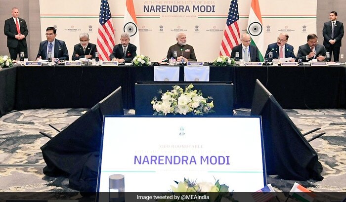 PM Modi began his tour with a roundtable with the CEOs of energy companies. He had a "fruitful" meeting with top energy sector CEOs with discussions focussing on energy security and expanding mutual investment opportunities between India and the US, Foreign Ministry spokesperson Raveesh Kumar said