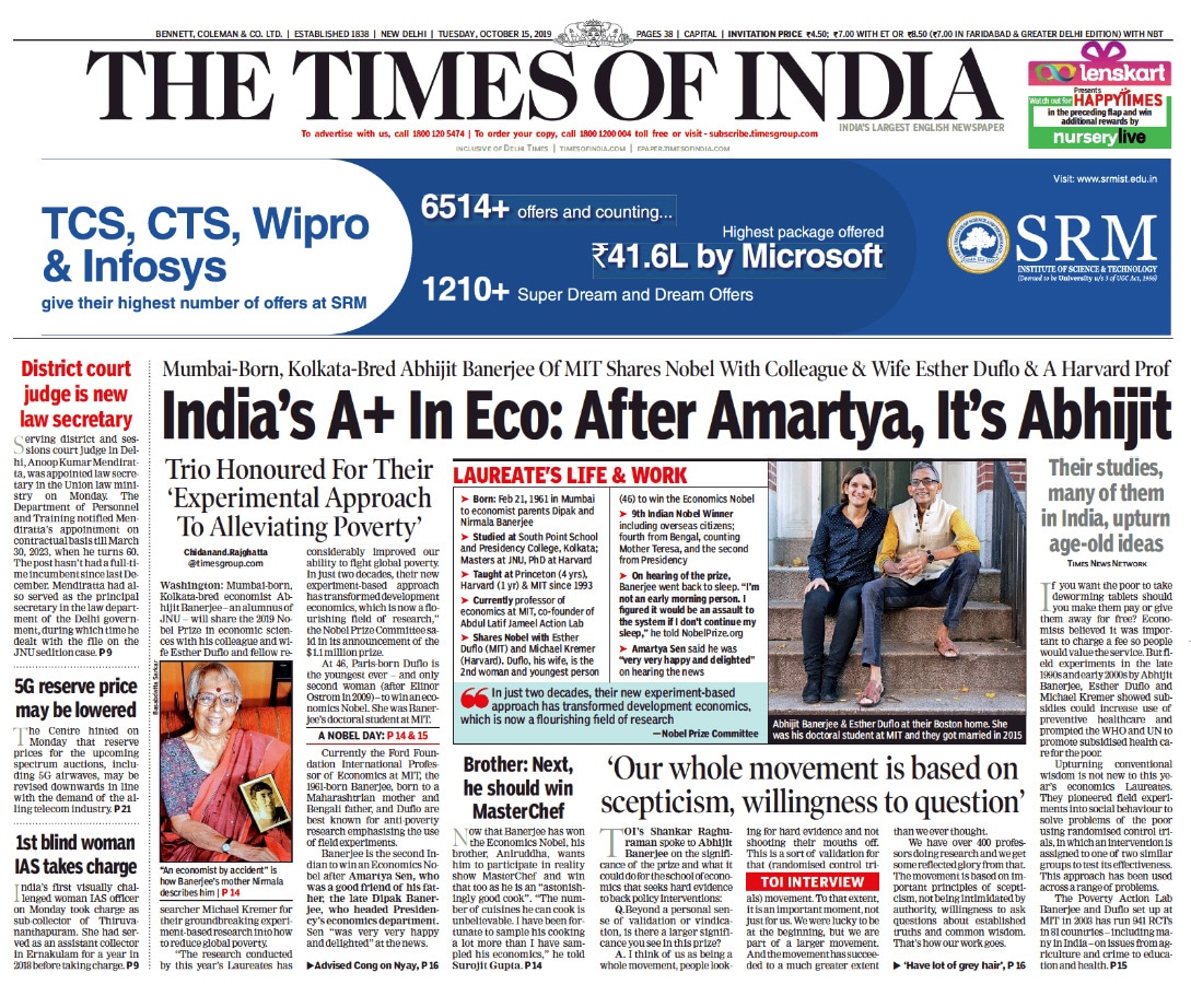 India-Born Abhijit Banerjee, 2 Others Win Nobel Economics Prize, And ...