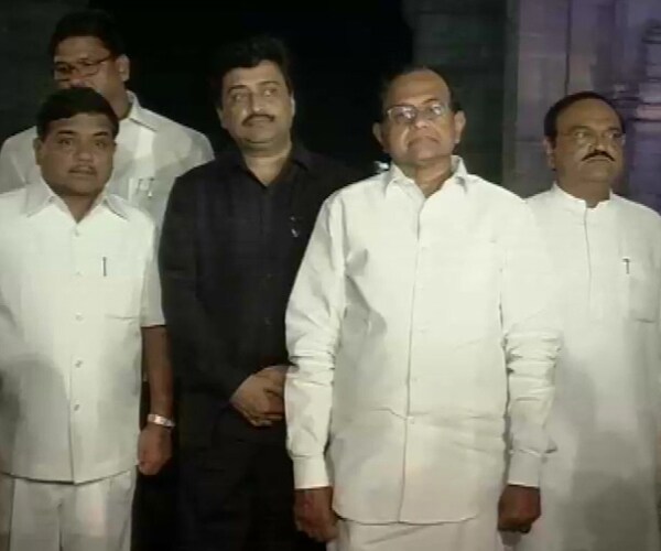 Home Minister P Chidambaram seen here along with other ministers, observing a minute's silence. (NDTV Photo)