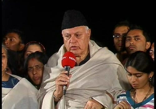 National Conference chief Farooq Abdullah, present at the occassion, said: "They cannot bend us, they cannot break us, they cannot divide us. That is what India's spirit is all about. We will succeed, we will always succeed and terrorists will always be defeated.(NDTV photo)