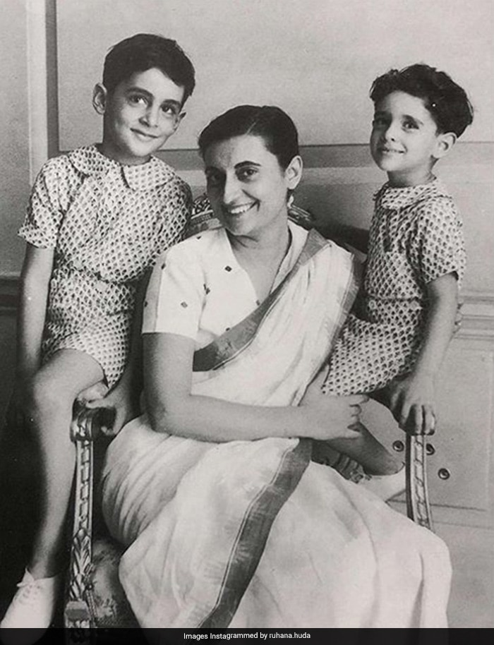 Indira Gandhi with sons Rajiv Gandhi and Sanjay Gandhi