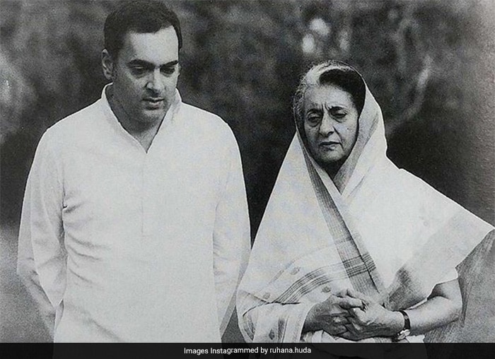 Indira Gandhi with son Rajiv Gandhi