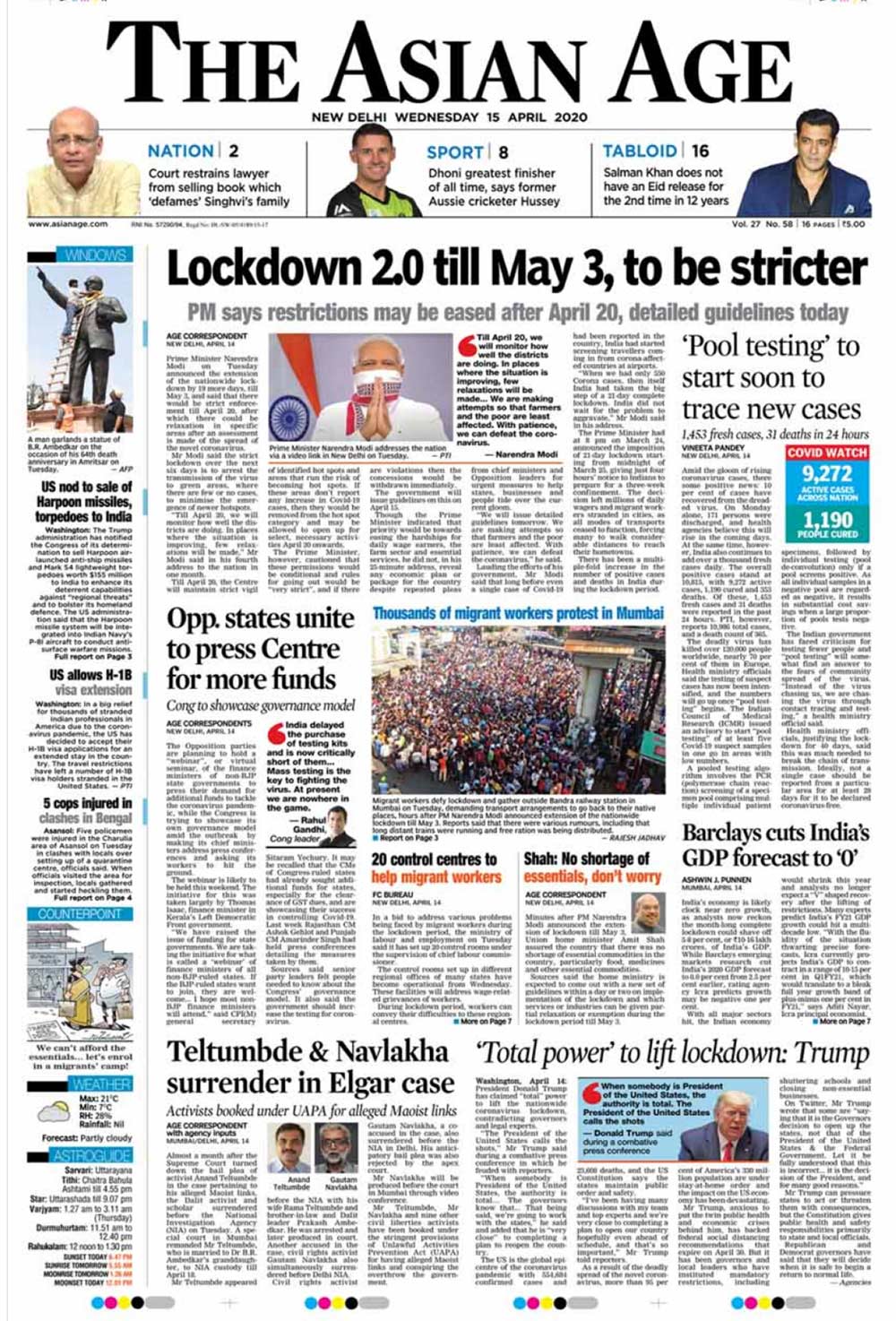 Lockdown Extended Till May 3, Says PM; Review Of Restrictions On April 20, Other Big Stories