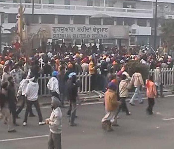 One person was killed and 15 others, including three policemen, were injured when Sikhs objecting to a religious congregation by sect head Ashutosh Maharaj clashed with police in Ludhiana on Saturday.