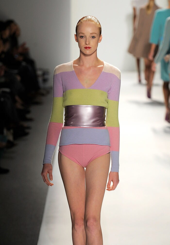 A model walks the runway at Allude Spring 2010 fashion Show at the Salon at Bryant Park on September 17, 2009 in New York City. (Pic: AFP)