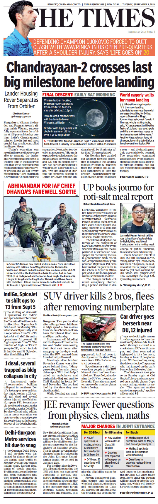 Newspaper Headlines Indian Diplomat Meeting Kulbhushan Jadhav On Page One Of Newspapers Today