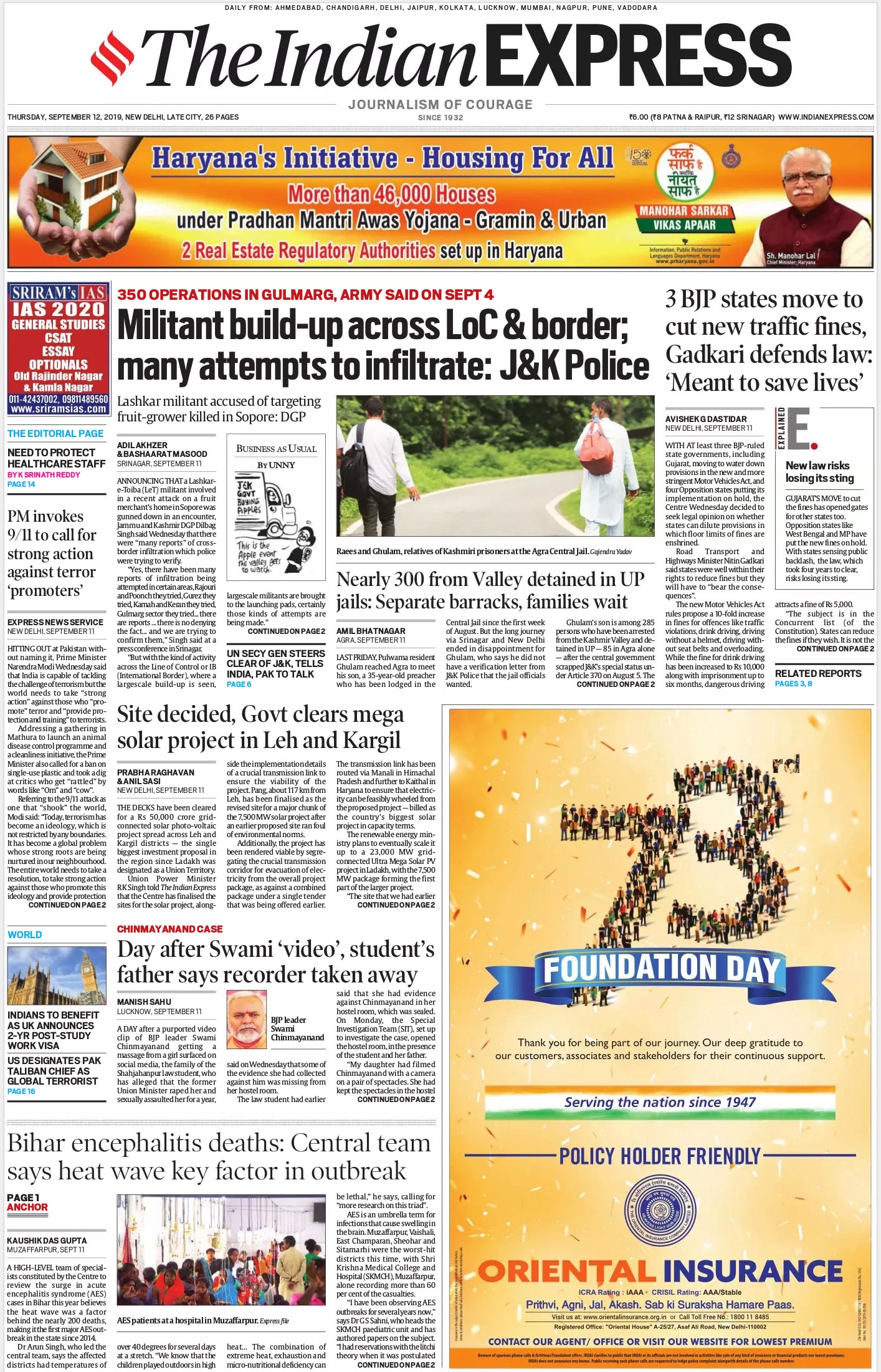 Newspaper Headlines: Nitin Gadkari On Traffic Fines, PM Modi On Cows ...