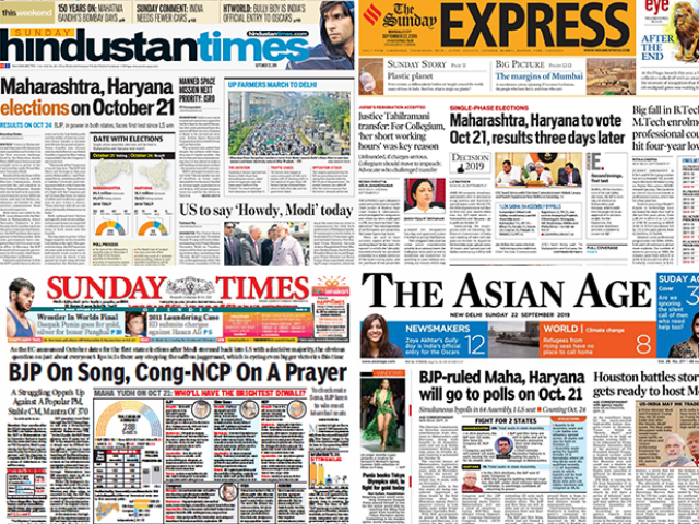 Newspaper Headlines: Maharashtra, Haryana Polls And Other Big Stories