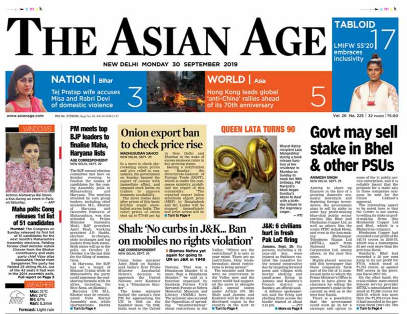 Newspaper Headlines: Centre Banning Export Of Onion And Other Big Stories
