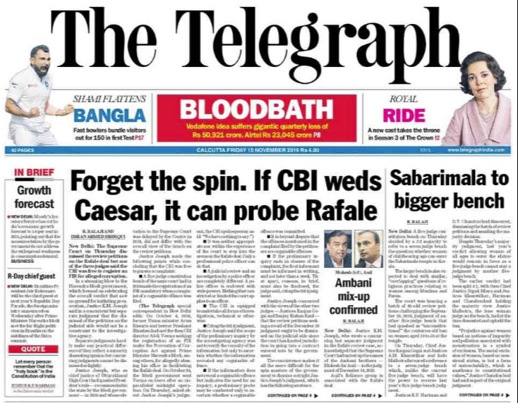 Newspaper Headlines: Top Court Rejects Review Petitions On Rafale Fighter Jet Deal, Other Big Stories