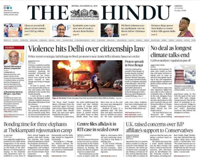 Newspaper Headlines: Protesters Clash With Police In South Delhi Over ...