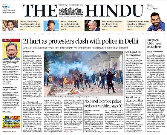 Newspaper Headlines: Violence In East Delhi Over Citizenship Act, Stones Thrown, Tear Gas, Other stories