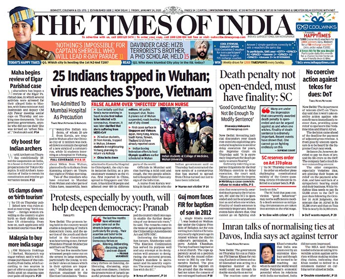 Newspaper Headlines: China-return Indians Placed Under Close Watch, Other Stories