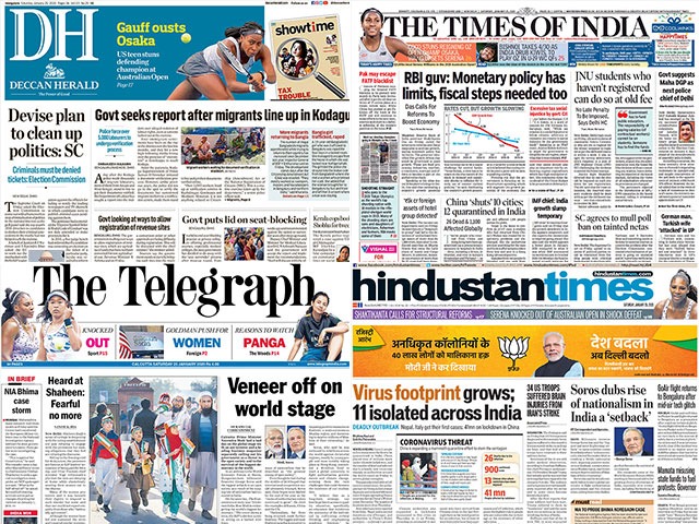 Newspaper Headlines: 11 People Under Watch In India Over Coronavirus Fears And Other Stories
