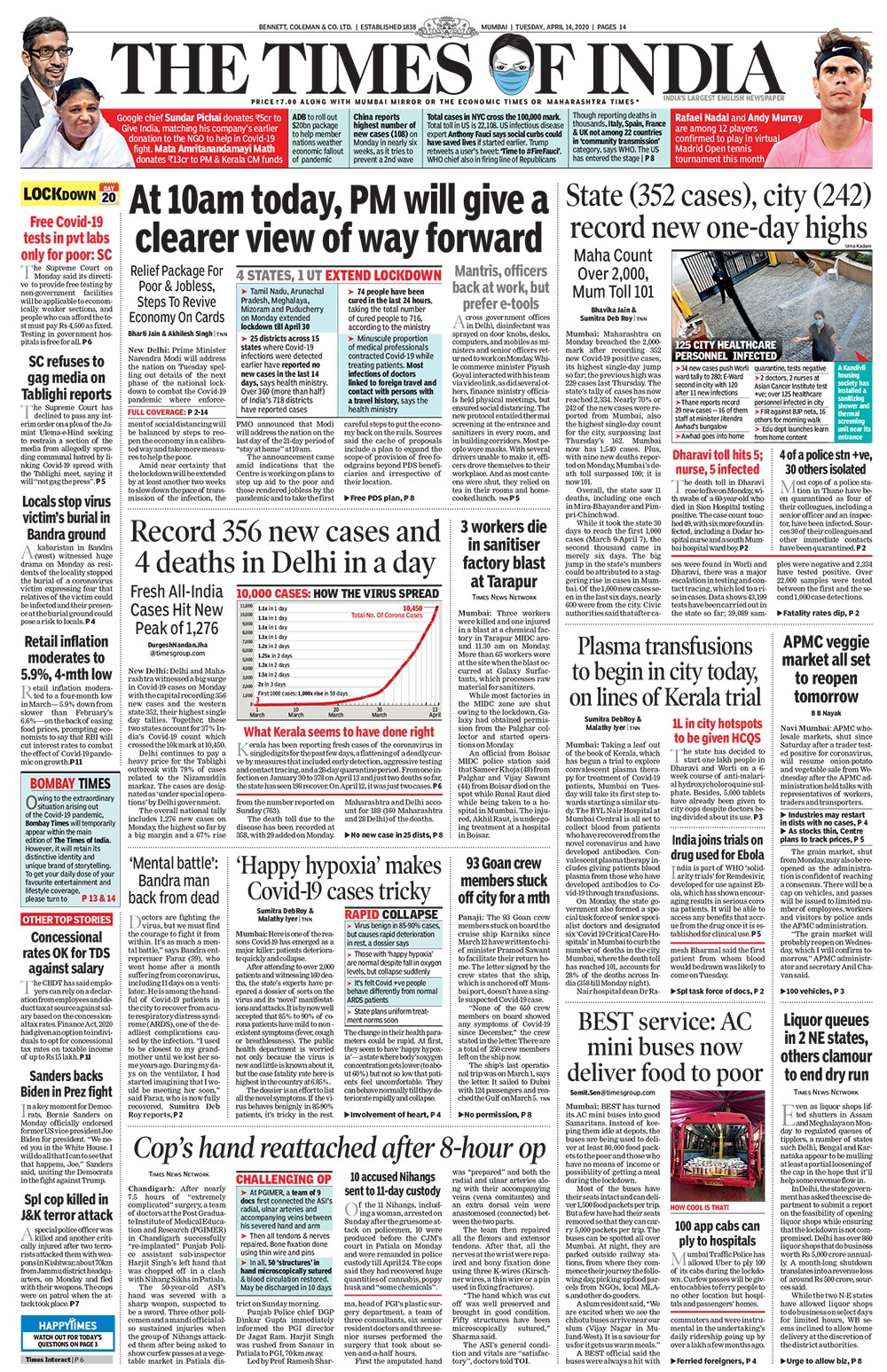 Newspaper Headlines: PM Modi To Address Nation Today At 10 am & Other Top Stories