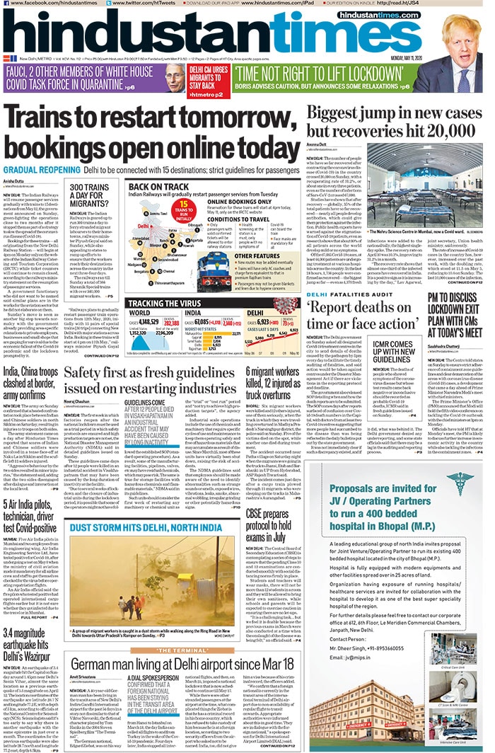 Newspaper Headlines: Passenger Trains To Resume From Tomorrow, Biggest Jump In Coronavirus Cases In India And Other Top Stories