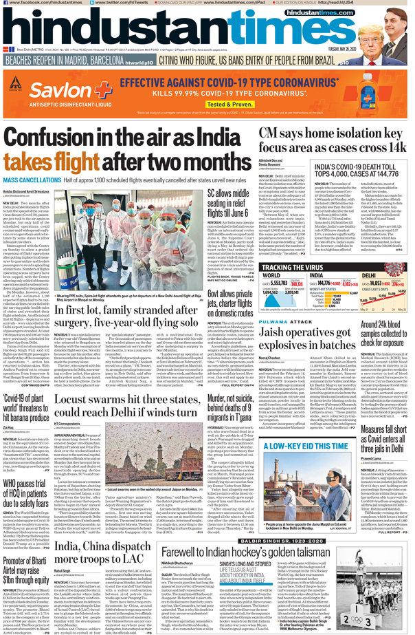 Newspaper Headlines: Domestic Flights Resume With Confusion At Airports ...